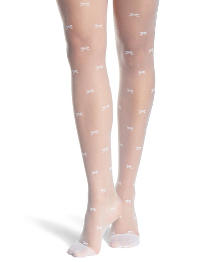 Women's Silky-Sheer Bow-Accent Non-Control Fashion Tights