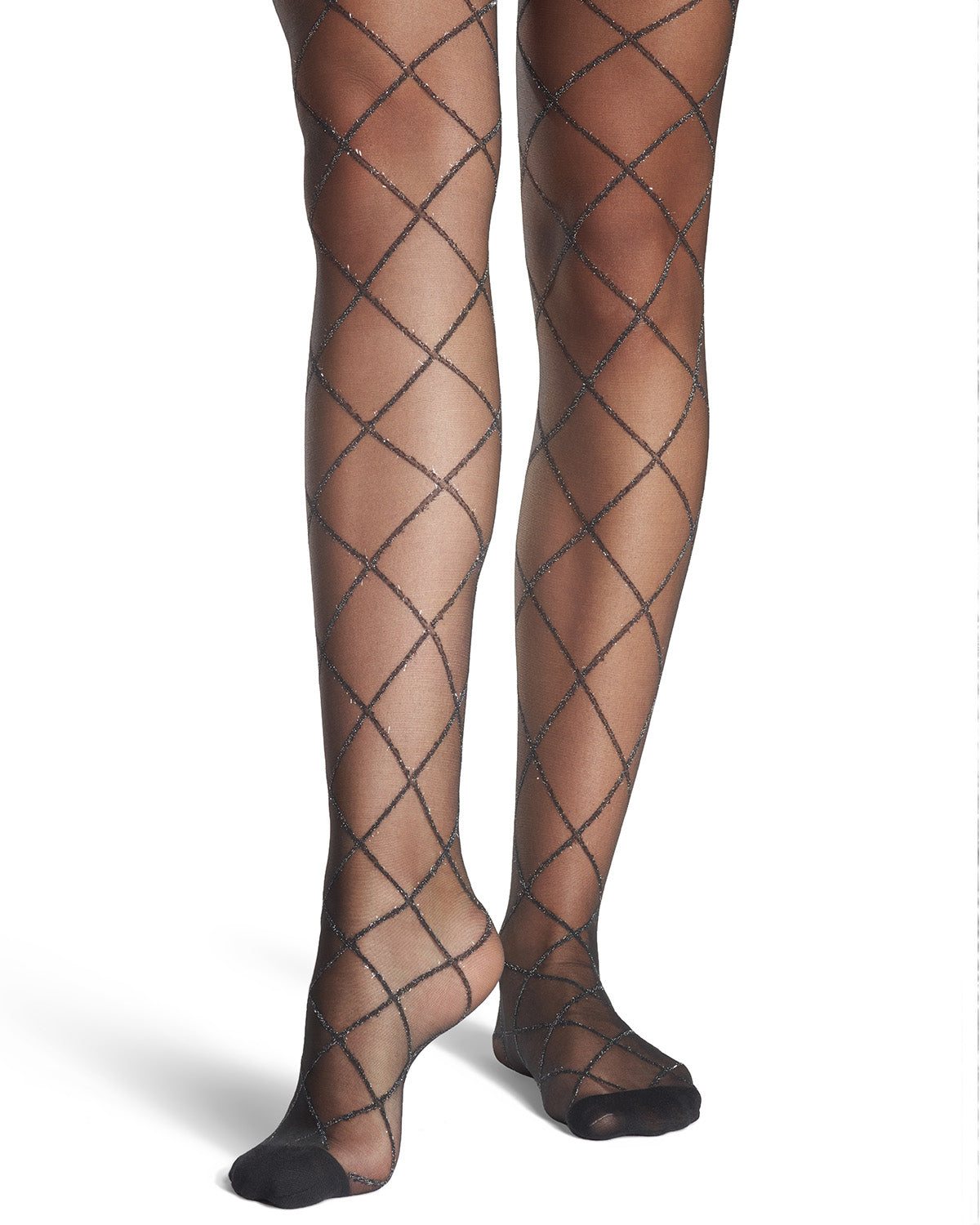 Women's Sheer Diamond-Pattern Golden Lurex Non-Control Fashion Tights