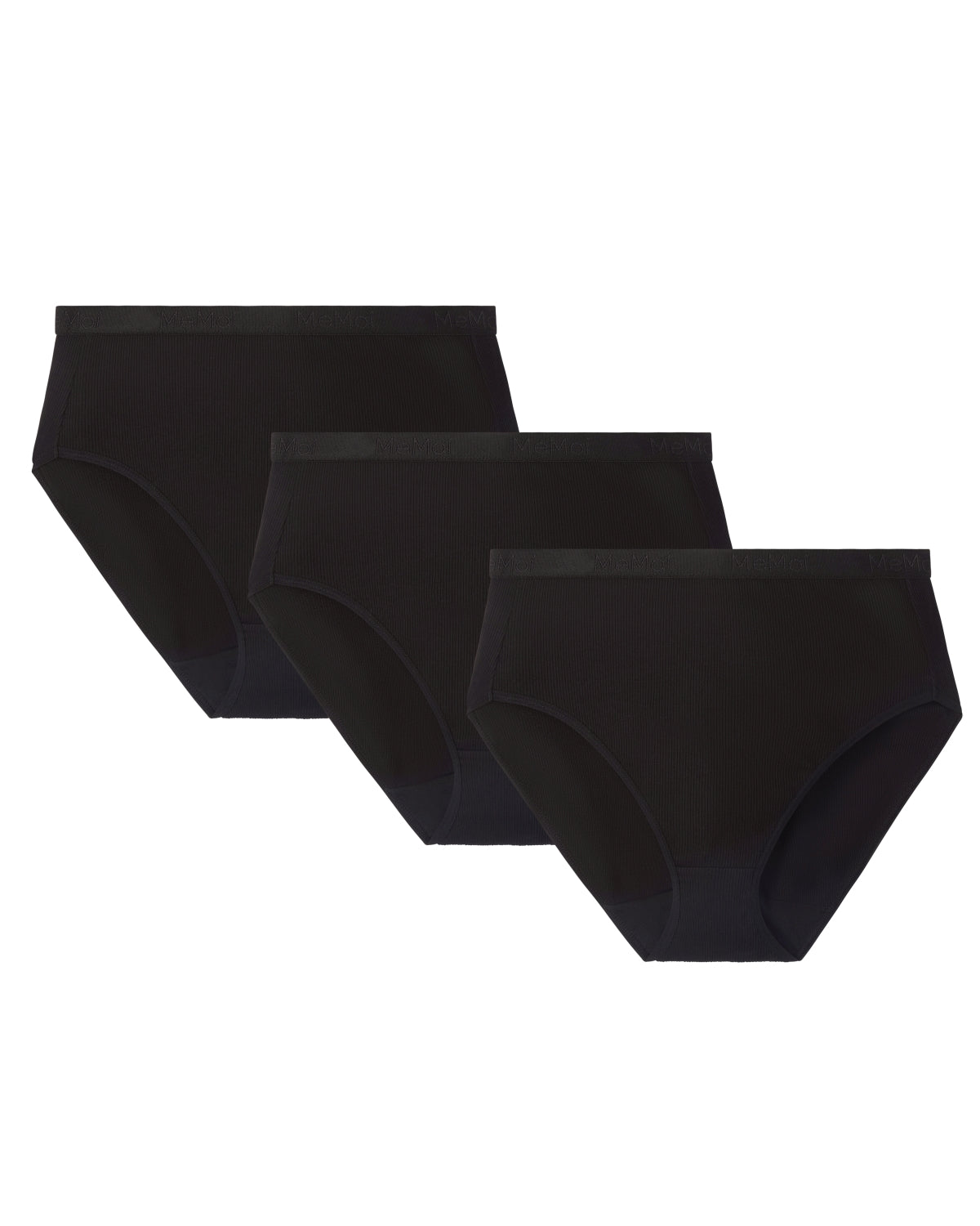 Women's 3 Pair Pack Ribbed Briefs : Color: Black
