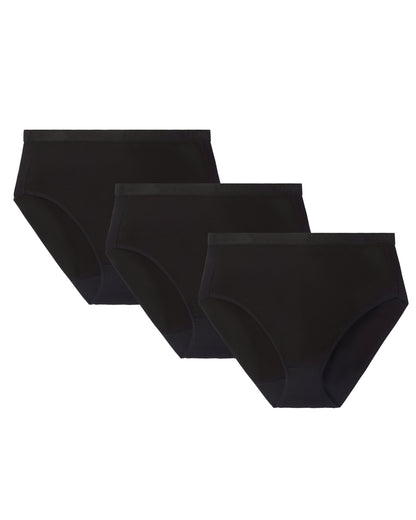 Women's 3 Pair Pack Ribbed Briefs : Color: Black