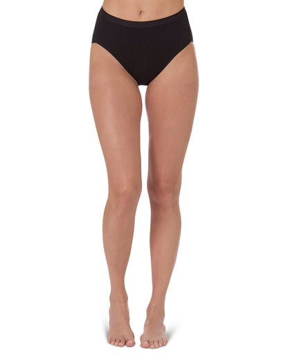 Ladies Combed Cotton Basic Brief Underwear 3-Pack : Color: Black
