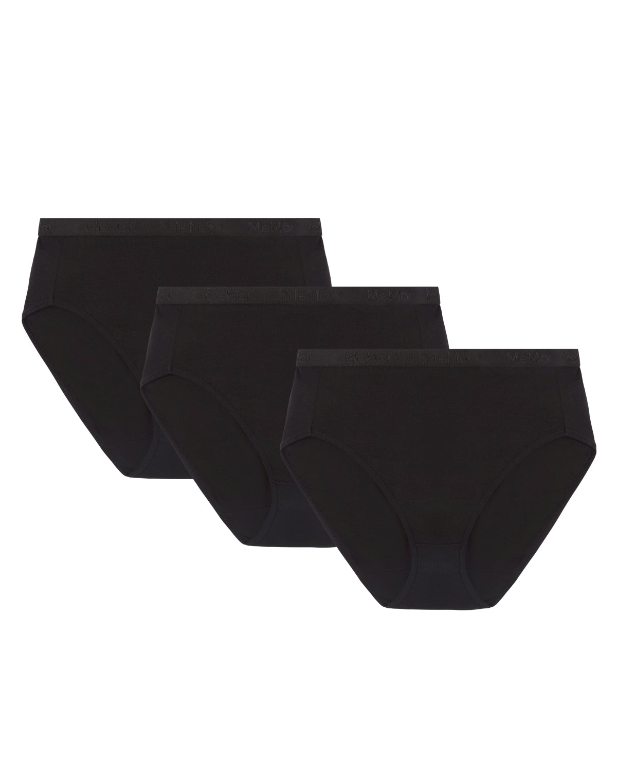 Ladies Combed Cotton Basic Brief Underwear 3-Pack : Color: Black