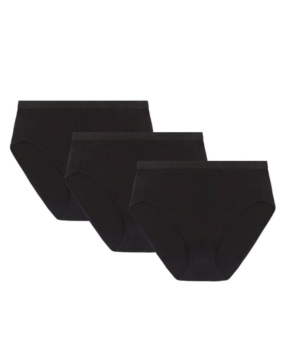 Ladies Combed Cotton Basic Brief Underwear 3-Pack : Color: Black