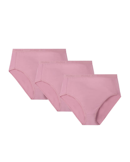 Ladies Combed Cotton Basic Brief Underwear 3-Pack : Color: Blush