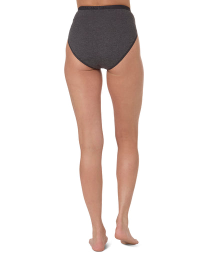 Ladies Combed Cotton Basic Brief Underwear 3-Pack : Color: Charcoal Heather