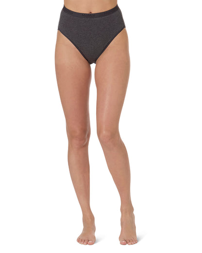 Ladies Combed Cotton Basic Brief Underwear 3-Pack : Color: Charcoal Heather