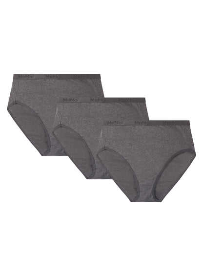 Ladies Combed Cotton Basic Brief Underwear 3-Pack : Color: Charcoal Heather