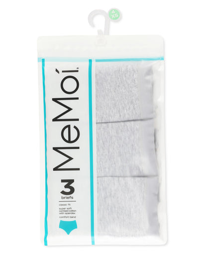 Ladies Combed Cotton Basic Brief Underwear 3-Pack : Color: Light Gray Heather