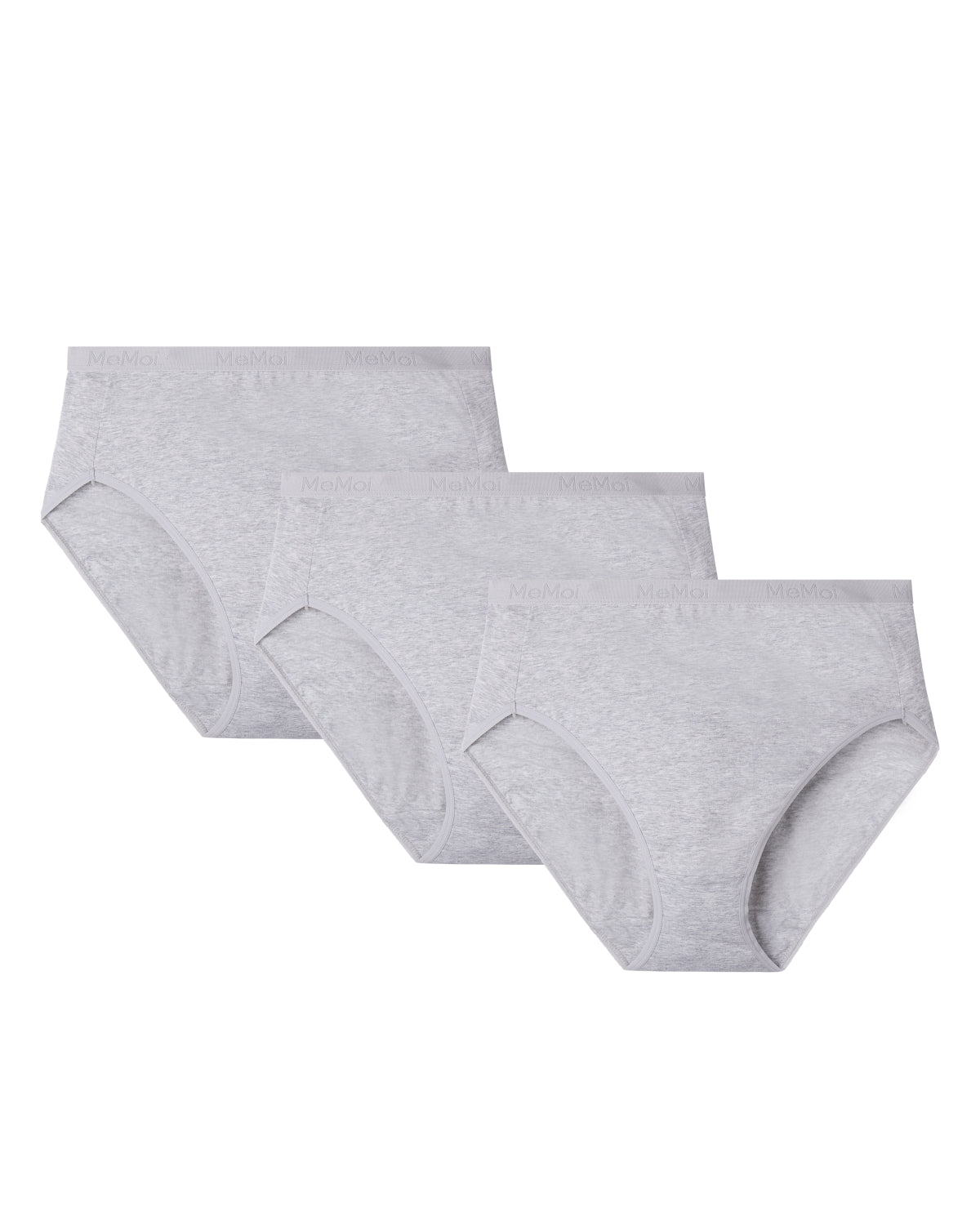 Ladies Combed Cotton Basic Brief Underwear 3-Pack : Color: Light Gray Heather