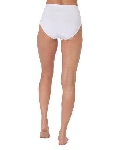 Ladies Combed Cotton Basic Brief Underwear 3-Pack : Color: White