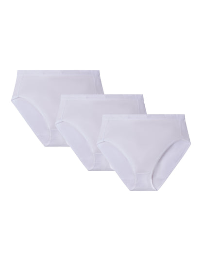 Ladies Combed Cotton Basic Brief Underwear 3-Pack : Color: White