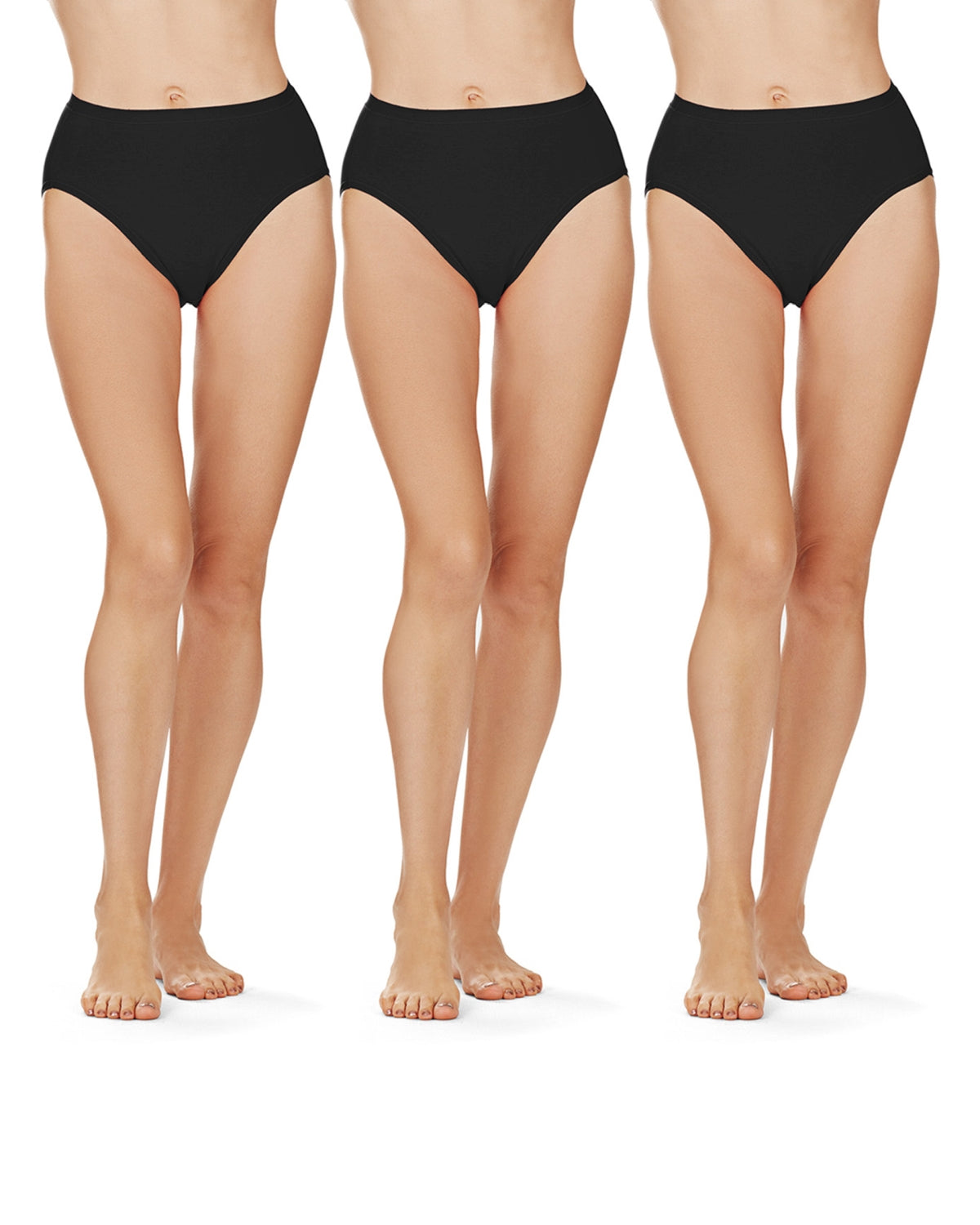 Combed Cotton Basic Hipster Panties 3 Pack : Color: Black