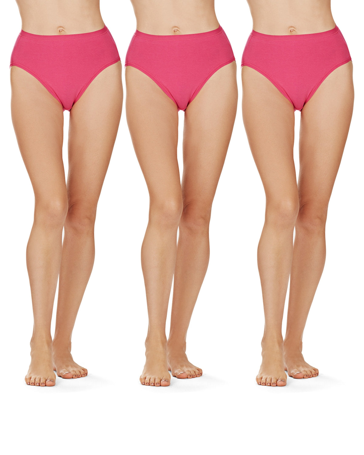 Combed Cotton Basic Hipster Panties 3 Pack : Color: Fuchsia Pink