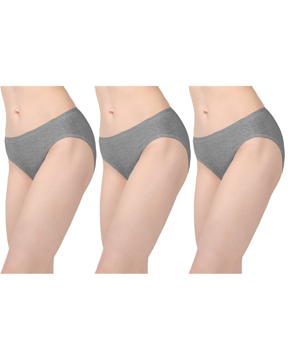 Combed Cotton Basic Hipster Panties 3 Pack : Color: Light Gray Heather