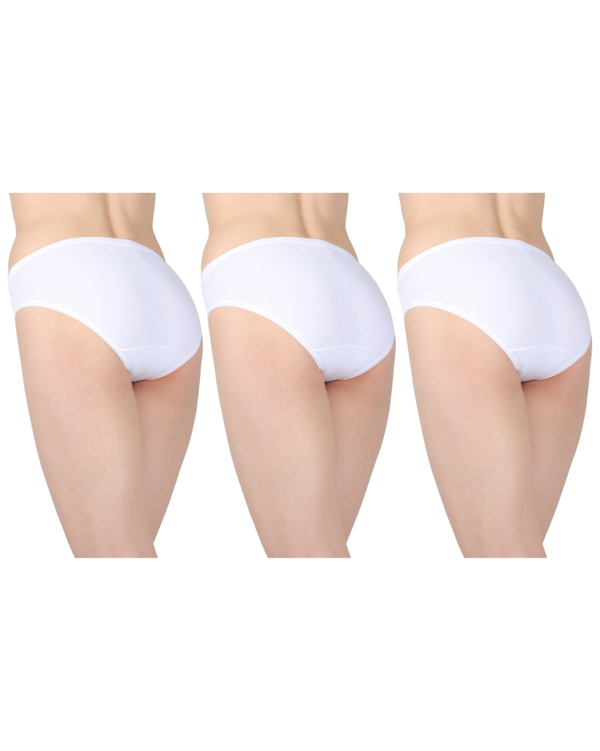 Combed Cotton Basic Hipster Panties 3 Pack : Color: White