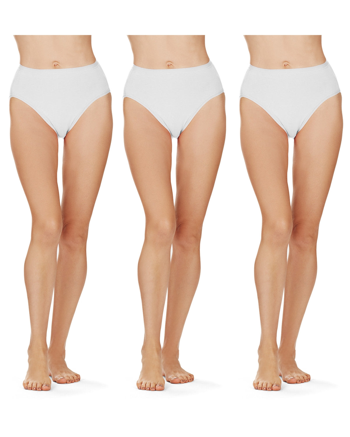 Combed Cotton Basic Hipster Panties 3 Pack : Color: White