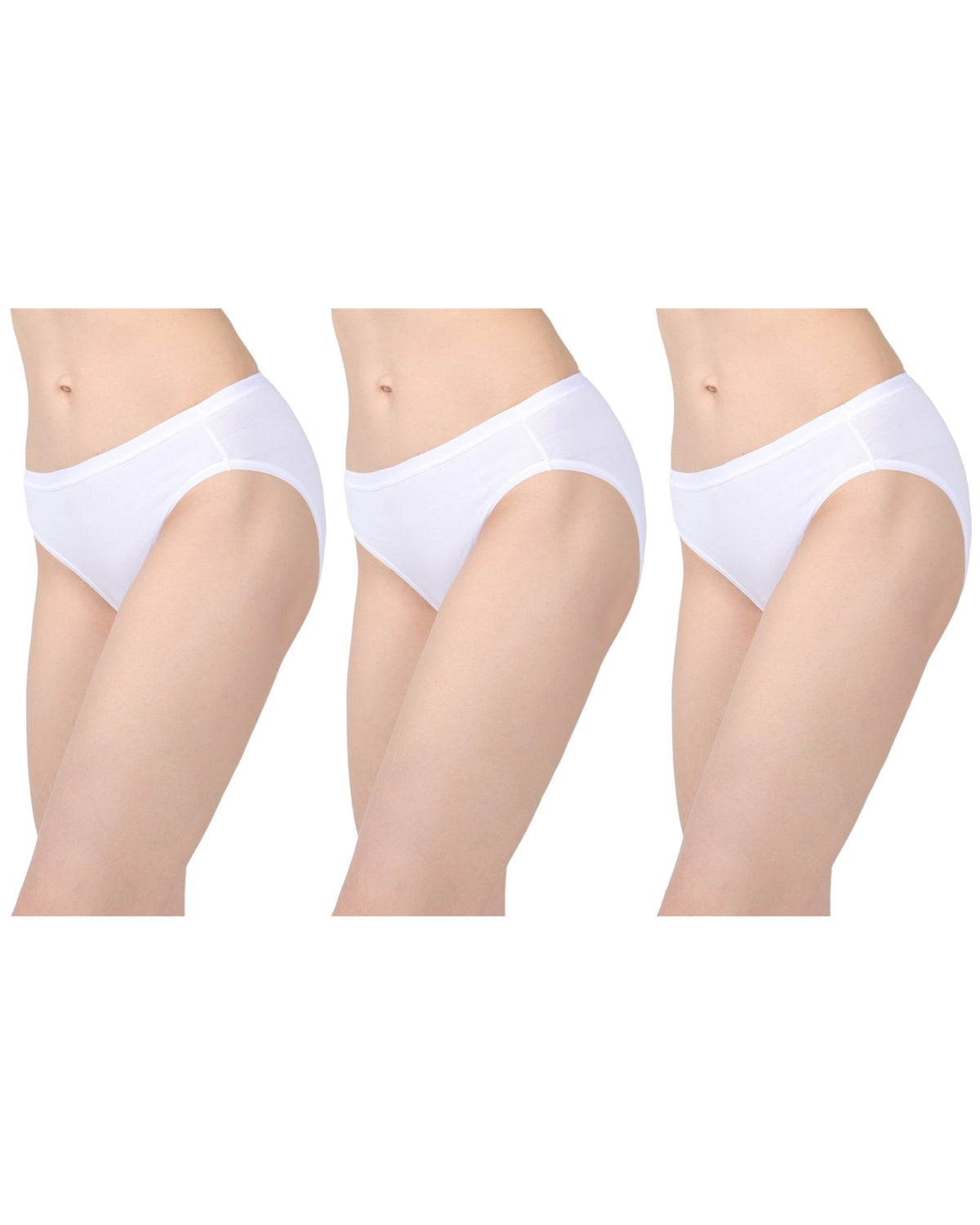 Combed Cotton Basic Hipster Panties 3 Pack : Color: White