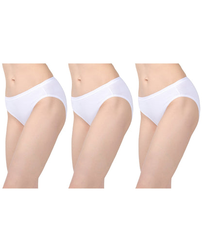 Combed Cotton Basic Hipster Panties 3 Pack : Color: White