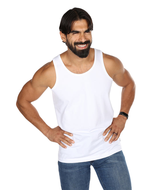 Men's 2 Pair Pack Sleeveless Tank Undershirt : Color: White