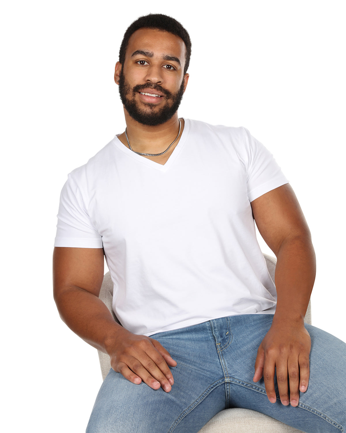 Mens 2 Pair Pack V-Neck T-Shirt Undershirt : Color: White