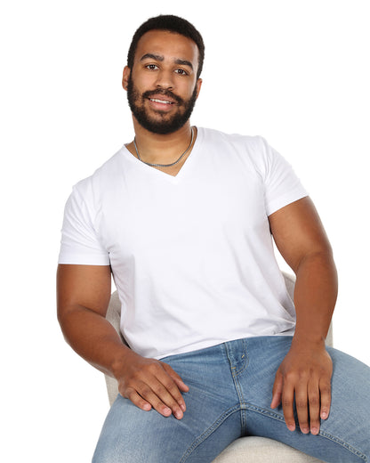 Mens 2 Pair Pack V-Neck T-Shirt Undershirt : Color: White