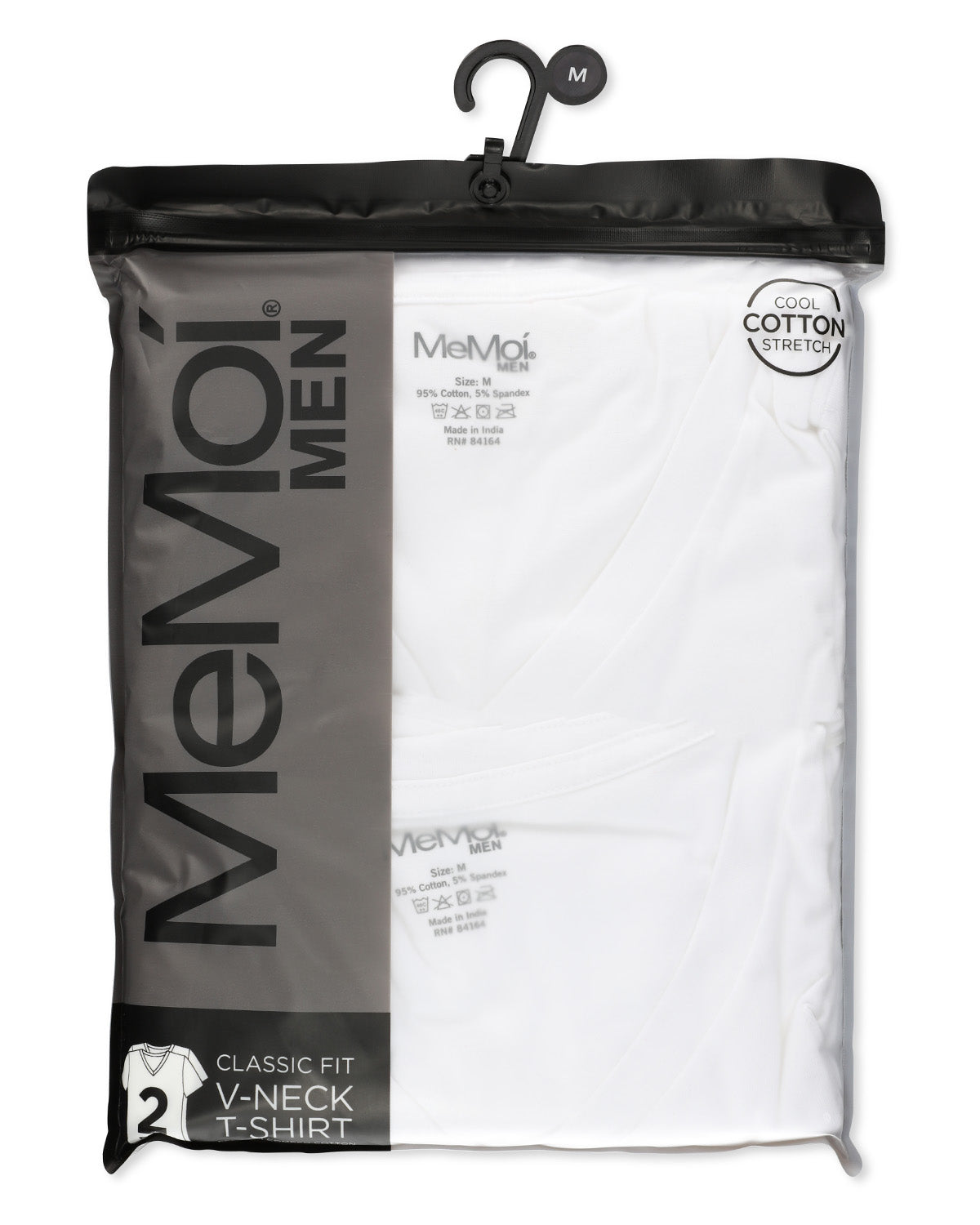 Mens 2 Pair Pack V-Neck T-Shirt Undershirt : Color: White