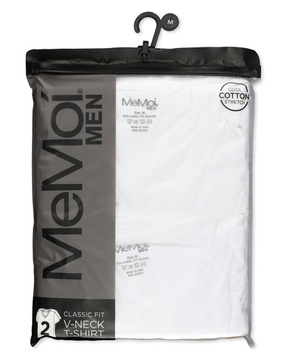 Mens 2 Pair Pack V-Neck T-Shirt Undershirt : Color: White