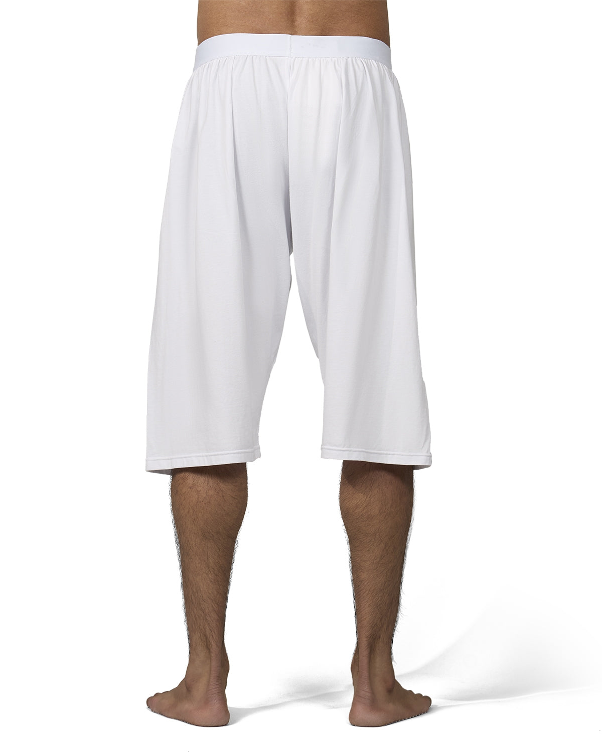 2 Pair Men's Knee-Length Cotton Rich Knit Boxer Shorts : Color: White