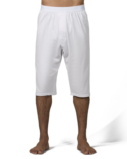 2 Pair Men's Knee-Length Cotton Rich Knit Boxer Shorts : Color: White