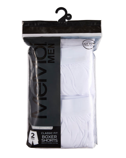2 Pair Men's Knee-Length Cotton Rich Knit Boxer Shorts : Color: White