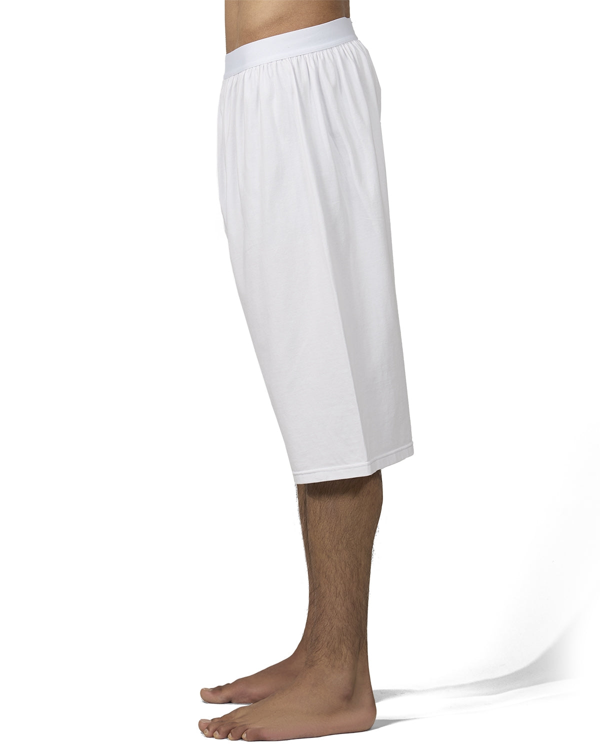 2 Pair Men's Knee-Length Cotton Rich Knit Boxer Shorts : Color: White