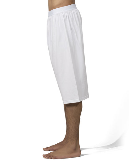 2 Pair Men's Knee-Length Cotton Rich Knit Boxer Shorts : Color: White