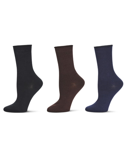 Roll Top Buttersoft Crew 3 Pair Pack : Color: Brown/Navy/Black