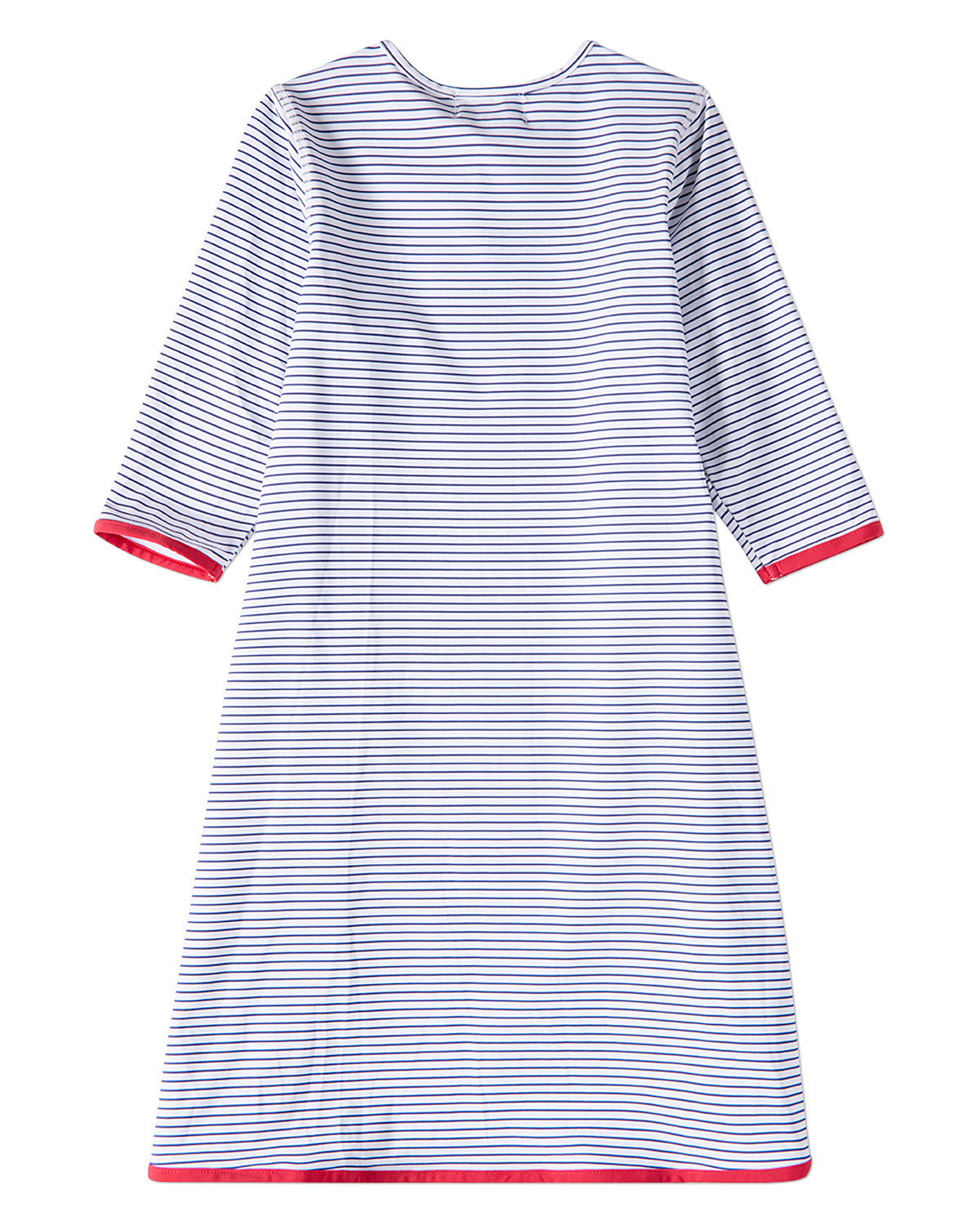 Girls Heart-Themed Mini-Stripe UPF 50 Modest Swim Dress