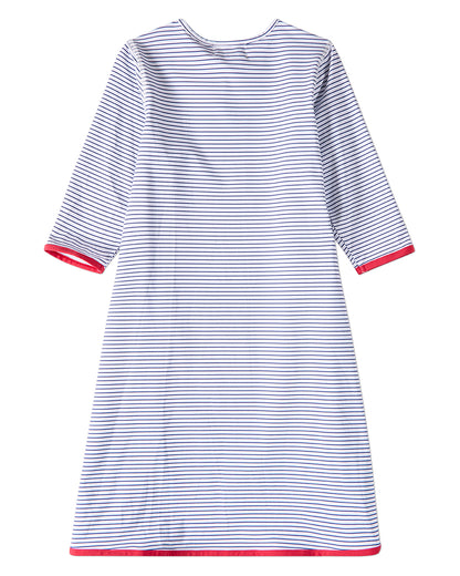 Girls Heart-Themed Mini-Stripe UPF 50 Modest Swim Dress