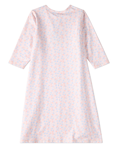 Girls Allover Floral Print UPF 50 Modest Tzniut Swim Dress