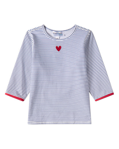 2 Piece Girls Heart-Theme Mini-Stripe Pull-On UPF 50 Modest Swim Set