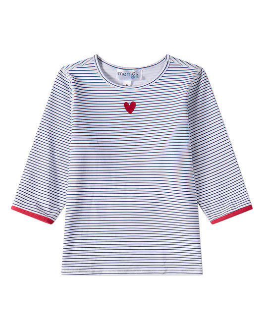 2 Piece Girls Heart-Theme Mini-Stripe Pull-On UPF 50 Modest Swim Set