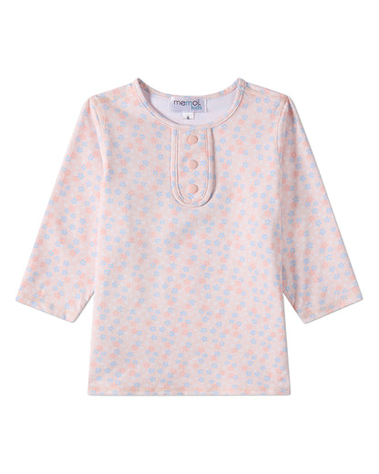 2 Piece Girls Floral-and-Solid UPF 50 Pull-On Modest Swim Set