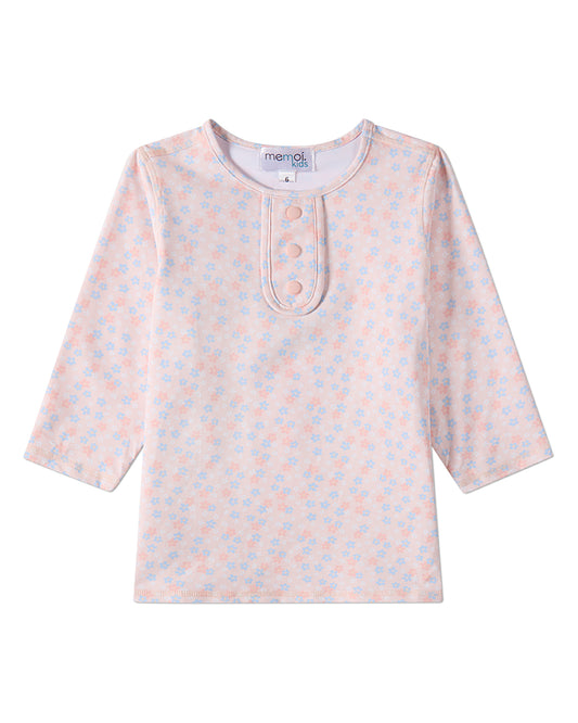 2 Piece Girls Floral-and-Solid UPF 50 Pull-On Modest Swim Set