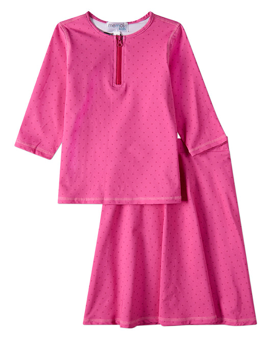 2 Piece Girls Polka-Dot UPF 50 Quick-Drying Modest Swimwear Set