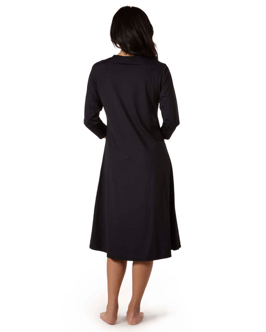 Women's Half-Zip 3/4-Sleeve UPF 50 Modest Swim Dress