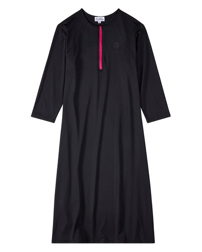 Women's Half-Zip 3/4-Sleeve UPF 50 Modest Swim Dress