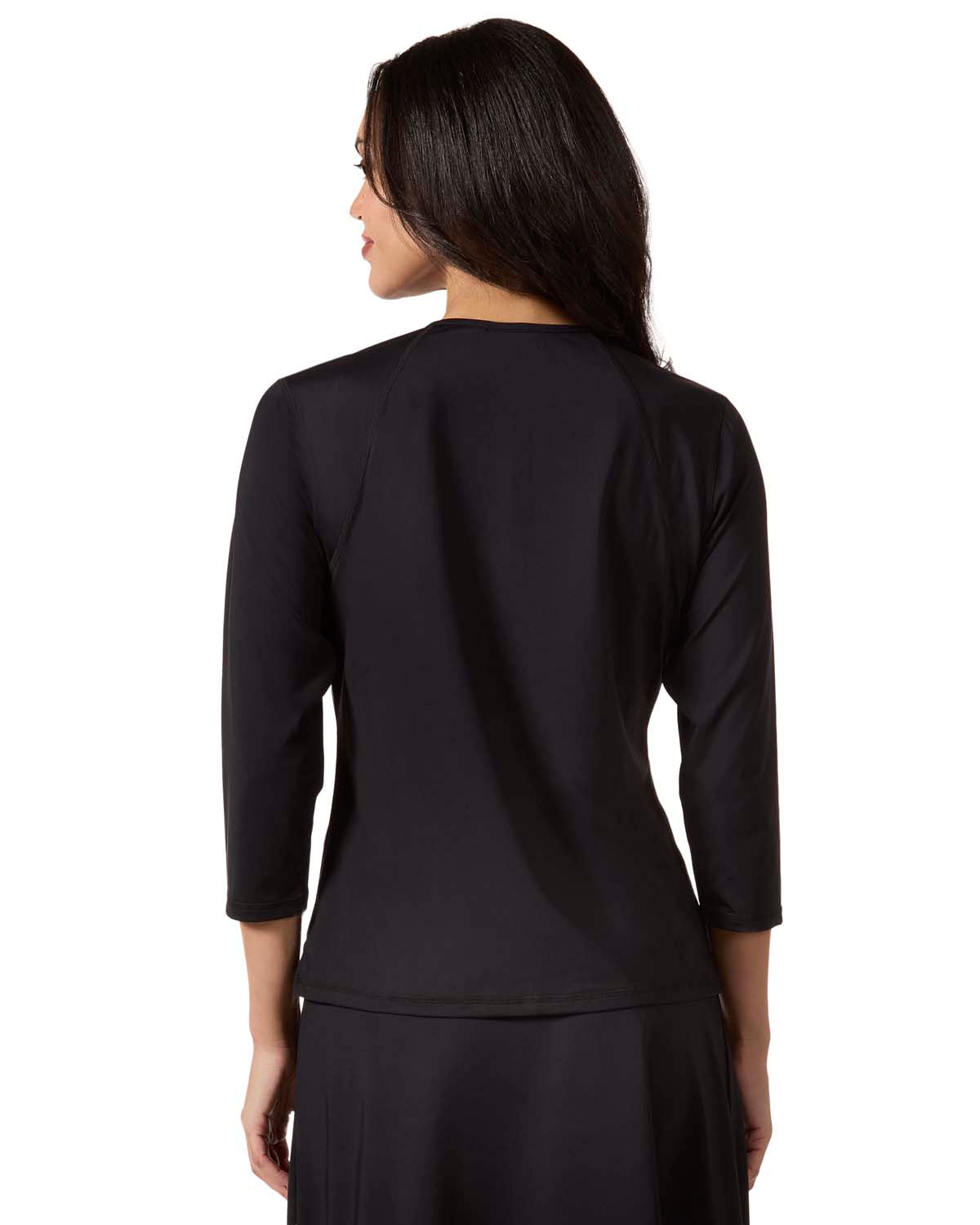 Women's Half-Zip 3/4-Sleeve UPF 50 Chlorine-Resistant Swim Shirt
