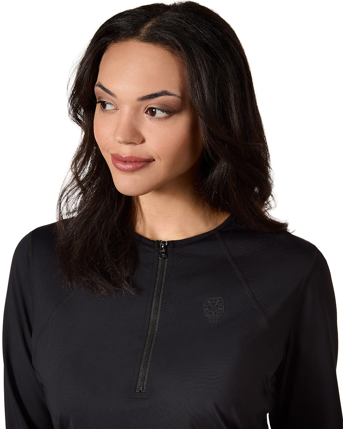 Women's Half-Zip 3/4-Sleeve UPF 50 Chlorine-Resistant Swim Shirt