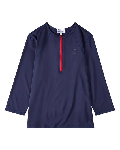 Women's Half-Zip 3/4-Sleeve UPF 50 Chlorine-Resistant Swim Shirt