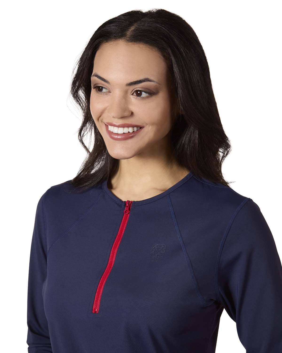 Women's Half-Zip 3/4-Sleeve UPF 50 Chlorine-Resistant Swim Shirt