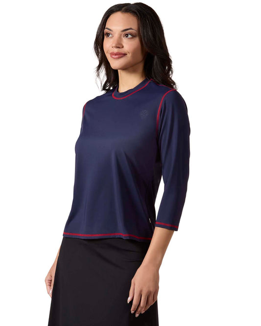 Women's Crewneck 3/4-Sleeve UPF 50 Chlorine-Resistant Modest Swim Shirt