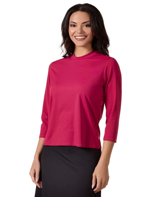 Women's Crewneck 3/4-Sleeve UPF 50 Chlorine-Resistant Modest Swim Shirt