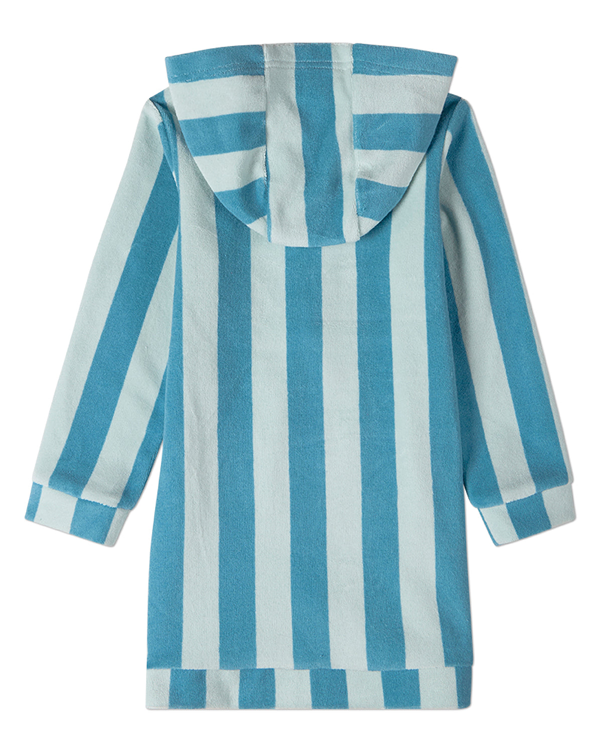 Kids Striped Cotton-Rich Terry Full-Zip Hooded Robe with Pouch Pockets